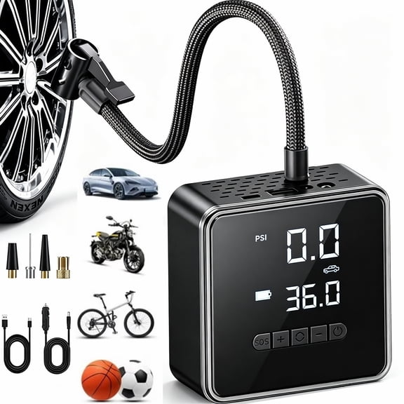 Cordless Tire Inflator Portable Air Compressor,150PSI 6000mAh Long Range Battery Air Pump for Car Tires,Bike,Motorcycle, Ball Electric Inflator Pump with LED Light and Digital Pressure Gauge