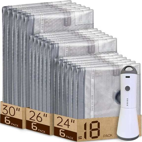 Cordless Travel Vacuum Bag Set with Rechargeable Pump - 6/8/12/15 Packs Space Saver Bags for Luggage, Clothes Compression Storage, Portable USB Electric Vacuum Seal System