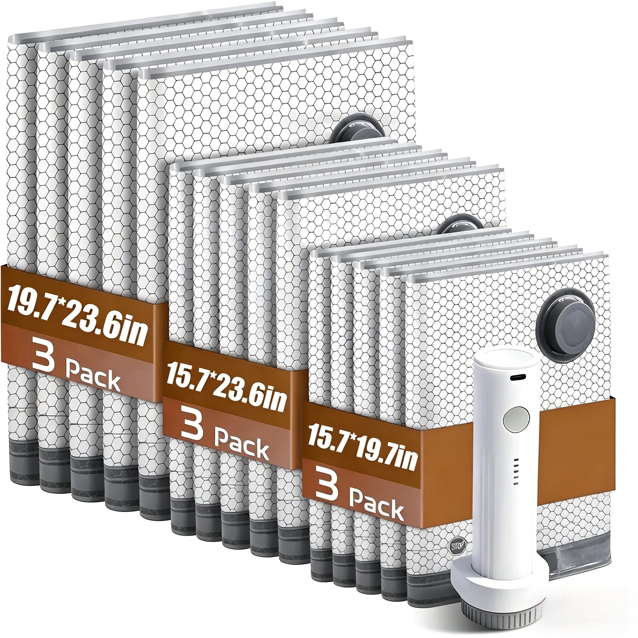 Vacuum Storage Bag Set with Electric Pump, for Travel Luggage Clothing, Space Saving Compression Bags, Multiple Sizes
