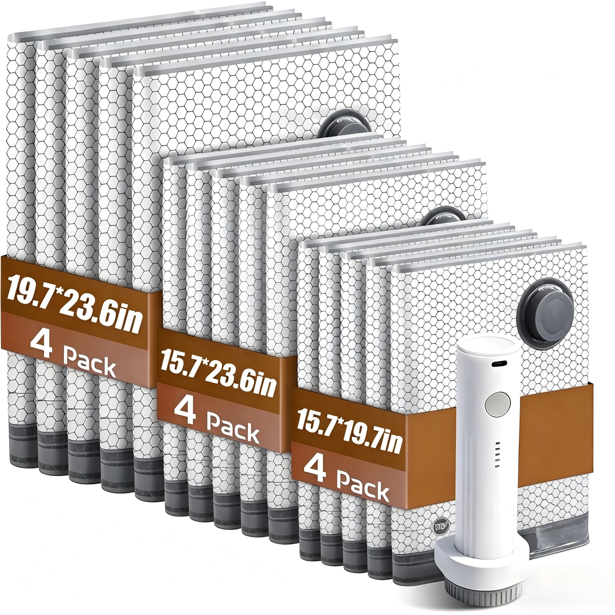 Vacuum Storage Bag Set with Electric Pump, for Travel Luggage Clothing, Space Saving Compression Bags, Multiple Sizes