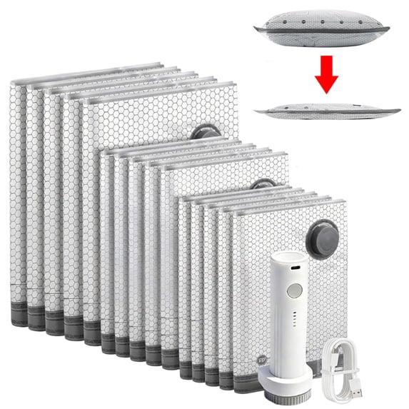 Cordless Travel Vacuum Storage Compression Bag Set, Space-Saving Waterproof Vacuum Bags with USB Rechargeable Pump for Clothes