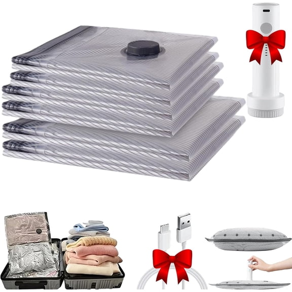 Cordless Travel Vacuum Storage Compression Bag, Vacuum Seal Bags for Clothing, 15s Rapid Compression USB Rechargeable Handheld, Saves Clothing and Packing Space