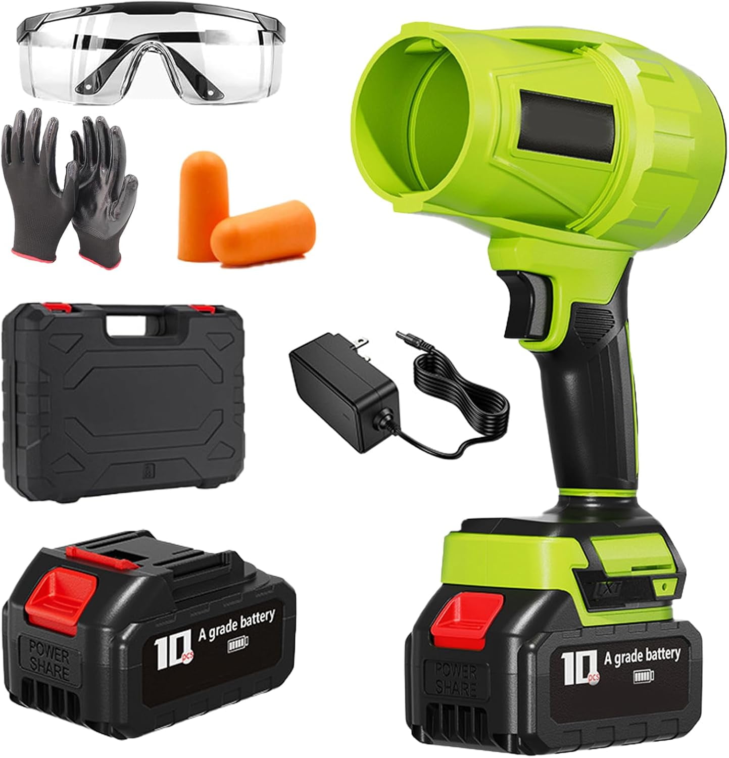 Cordless Turbo Super Power Air Duster, Hand Blower Ultra-Light & Powerful, 21V Electric Handheld Leaf Blower with 2×3.0Ah Batteries & Fast Charger for Car, Lawn, Garage & Snow