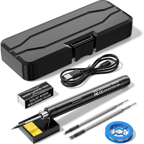 Mini Cordless Soldering Iron Kit,USB Wireless Electric Soldering Iron Pen,3 Temperature Adjustment,Portable and Rechargeable for Home Appliance Repair,Electronic Components,DIY(Black)