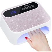 Cordless UV Nail Lamp, 168W Rechargeable UV Gel Nail Light, Sparkling Rhinestones Diamond UV Light, Professional Fast Curing Nail Dryer with 4 Timers Touch Control Auto Sensor for Salon & Home