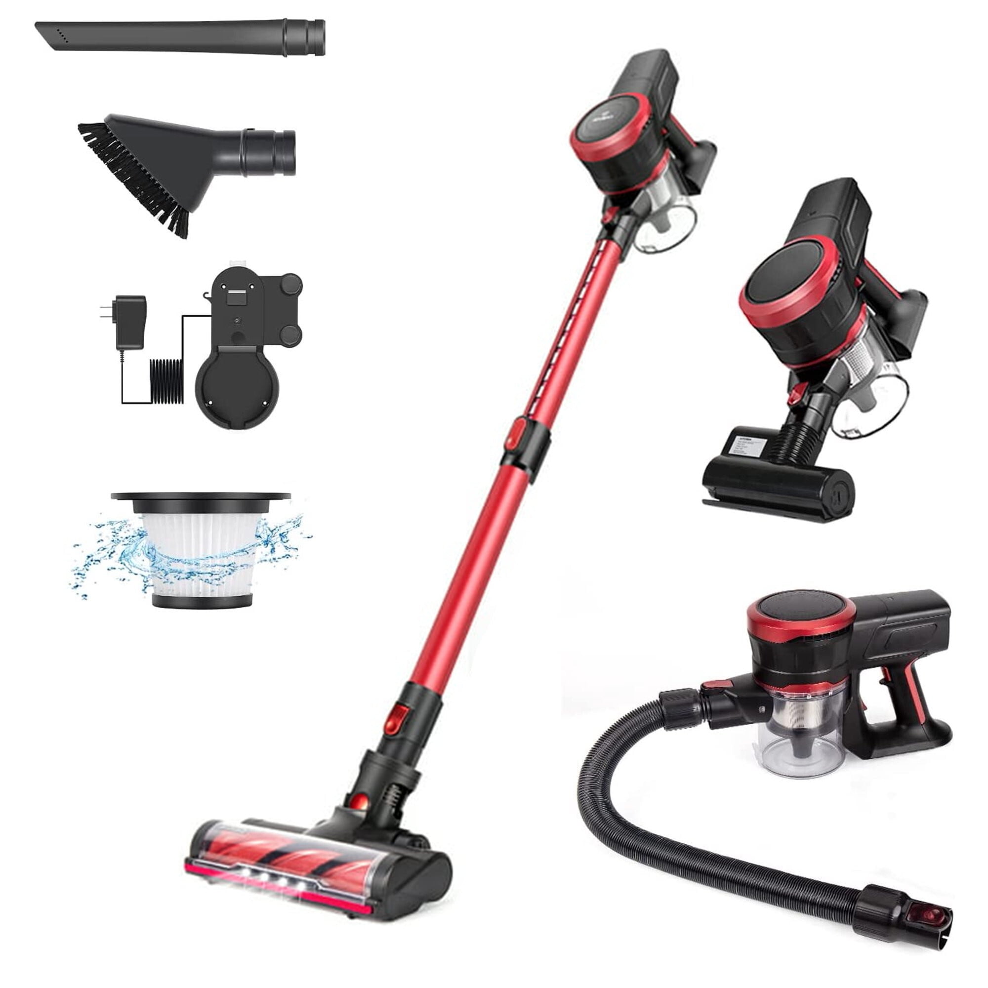 Cordless Vacuum Cleaner 2 in 1 Stick Vacuum Ultra-Quiet Handheld Vacuum with Brushless Motor Multi Attachments
