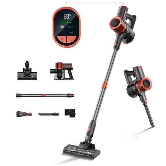 Cordless Vacuum Cleaner 23KPa Suction, 40min Runtime, 2 Work Modes, Telescopic Metal Tube, & LED Headlight JIGOO C200
