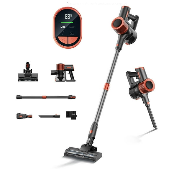 Cordless Vacuum Cleaner – 23KPa Suction, 40min Runtime, 2 Work Modes, Telescopic Metal Tube, & LED Headlight JIGOO C200