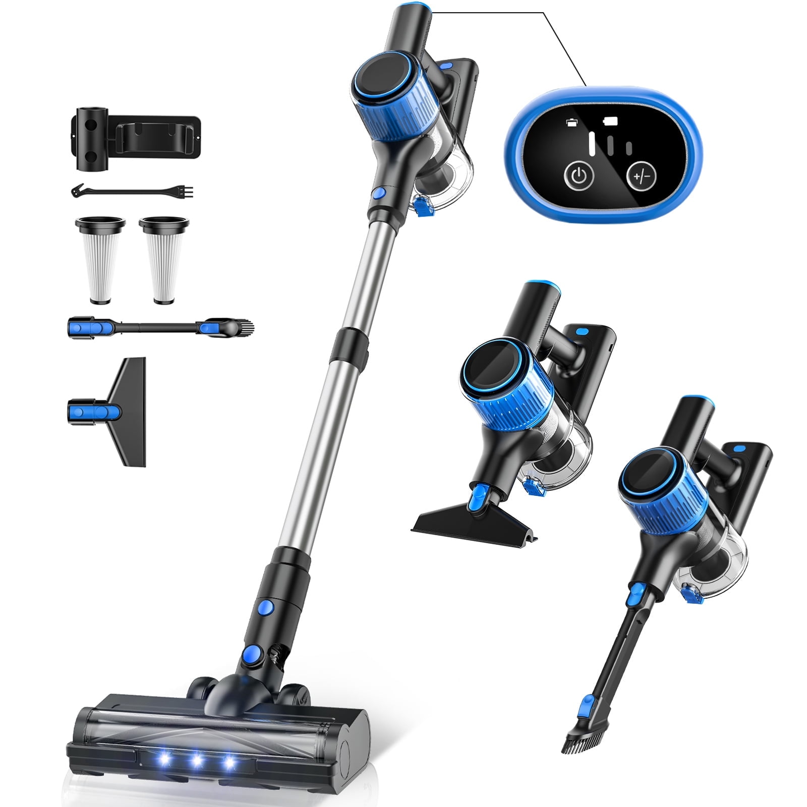 Wireless Cordless Vacuum Cleaner 28Kpa Anti Tangle Lightweight for Home Hardwood Pet Hair Blue Walmart