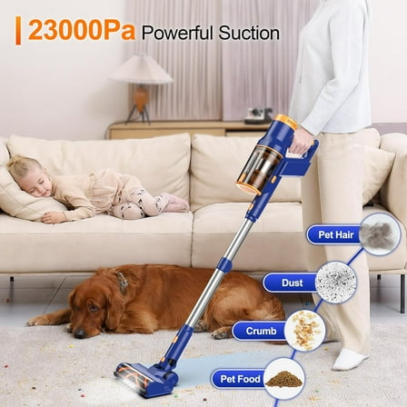 Cordless Vacuum Cleaner, 350W/23Kpa Stick Vacuum with Smart Display for Home, Anti-Tangle Vacuum Cleaner for Carpet/Hardwood Floor/Pet Hair