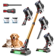 Cordless Vacuum Cleaner, 35KPa Stick Vacuum, Up to 34 Mins Runtime Lightweight Vacuum with Green LED Headlights, Self-Standing Handheld Vacuum for Hard Floor Carpet, Type-C charging