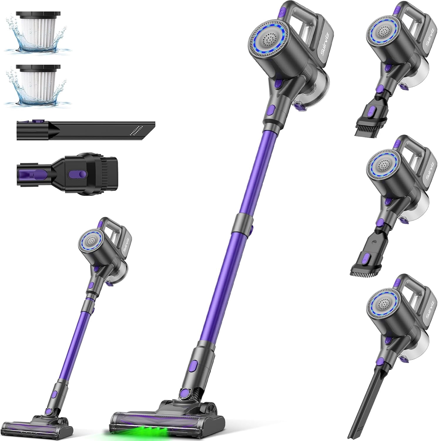 P7 Pro Cordless Stick Vacuum - 80 Min Runtime, 50KPa Suction, LED Lights, Self-Standing, For Pet Hair & Carpets