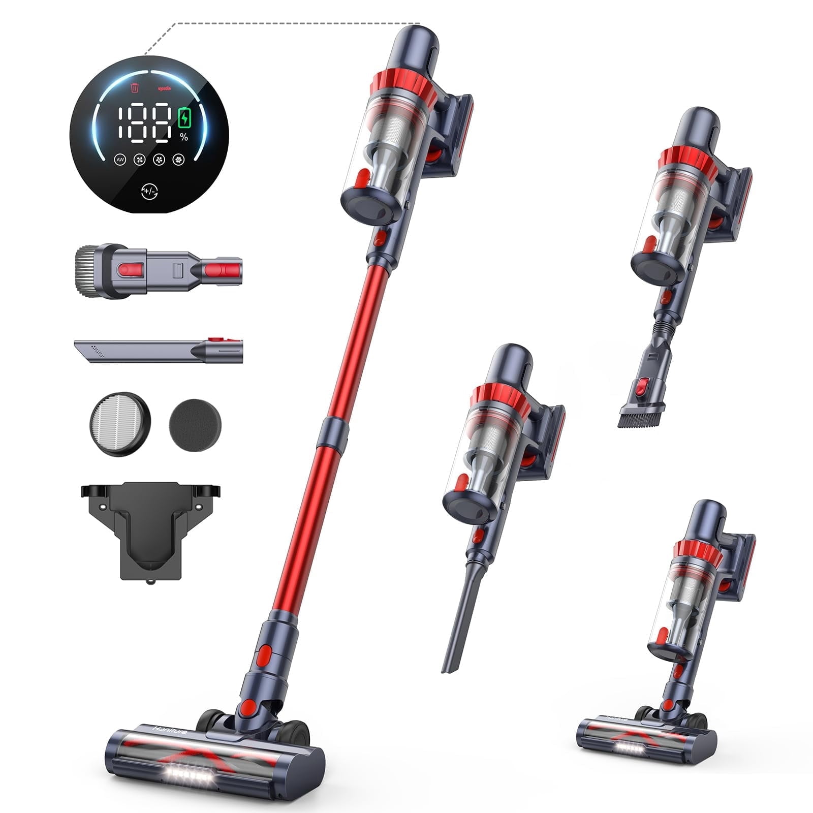 Cordless Vacuum Cleaner, 450W/45Kpa Vacuum Cleaners for Home with Self-Standing, MAX 55Mins Vacuum with LED Display, Anti-Tangled Stick Vacuum, Lightweight Vacuum Cleaner for Carpet/Pet Hair