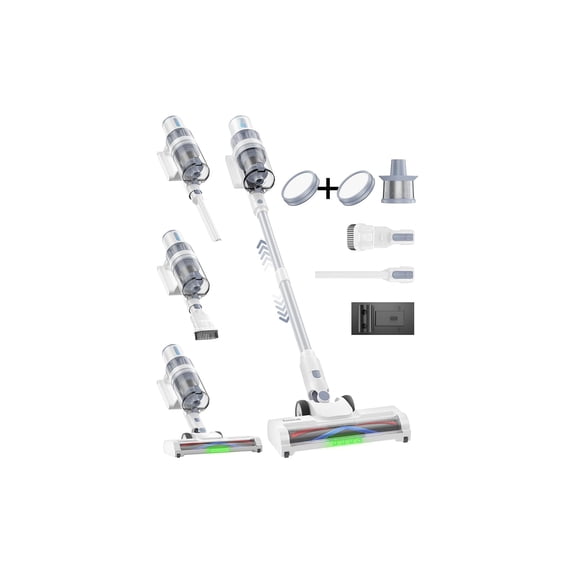 Cordless Vacuum Cleaner, 45KPA Stick Vacuum Cleaners for Home, 6-in-1 Rechargeable Lightweight Vacuum, Up to 35Mins Runtime, with Powerful Suction for Carpets, Pet Hair, Hardwood Floors