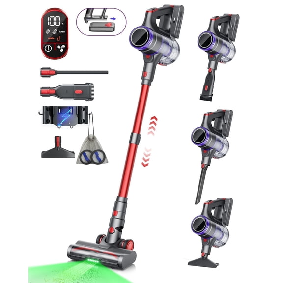 Cordless Vacuum Cleaner, 48kPa Powerful Stick Vacuum, Lightweight Upright for Home Hard Floor Carpet Pet Hair