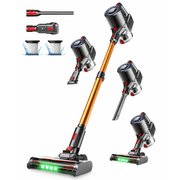 Cordless Vacuum Cleaner, 35KPa Powerful Suction Stick Vacuum, Up to 34 Mins Runtime Lightweight Vacuum with Green LED He