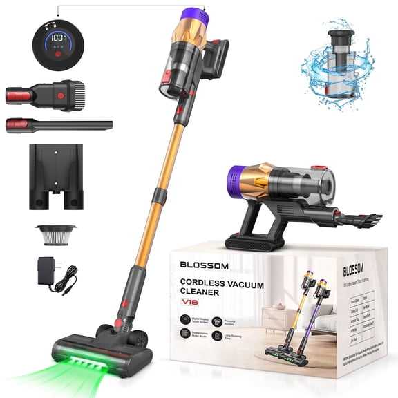 New Cordless Vacuum Cleaner 550W 45KPA 50Mins Cordless Vacuum Cleaner With Touch Screen Self-Standing Wall Mount Charging Handheld Vacuum Cleaners for Home Pet Hair Carpets Hard Floors
