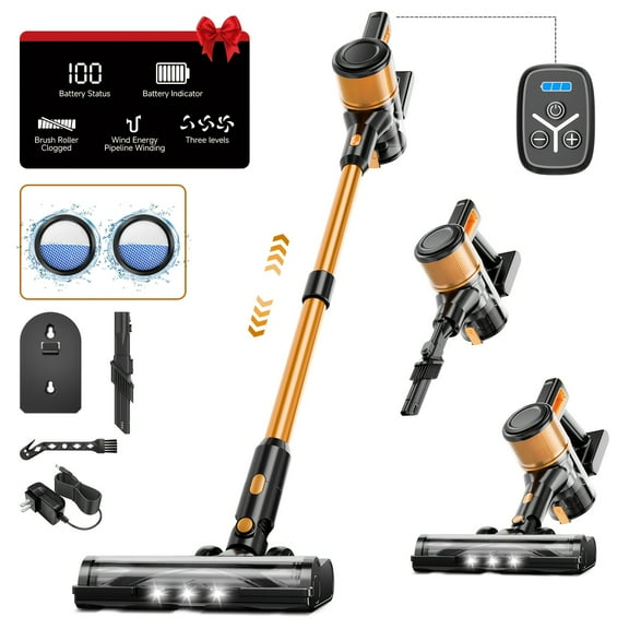 Cordless Vacuum Cleaner, 55Kpa Powerful Stick Vacuum, Up To 45Mins Rechargeable Battery, Vacuum Cleaners For Home Anti-Tangled Lightweight Handheld For Hardwood Floor, Carpets, Pet Hair