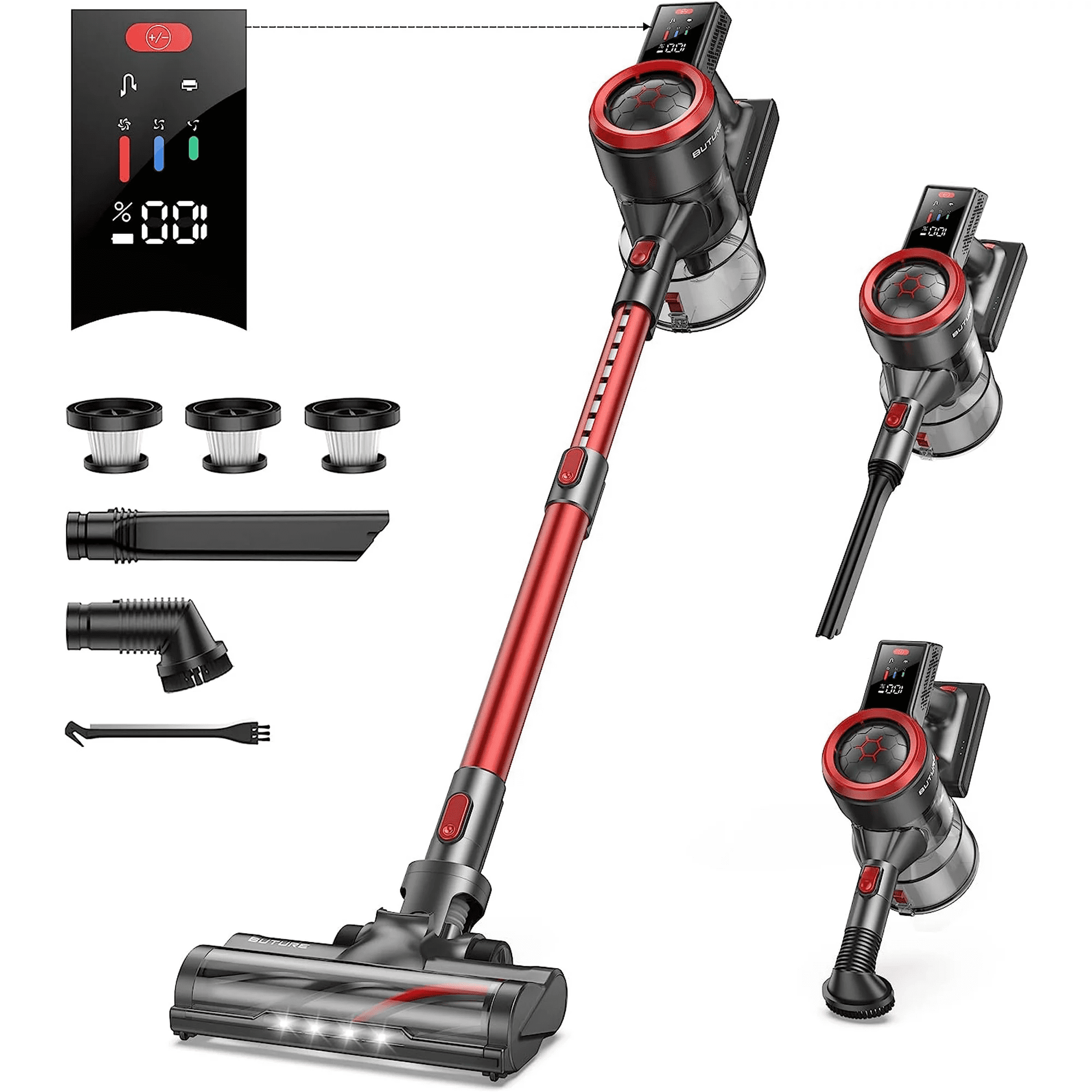 Cordless Vacuum Cleaner 55mins Runtime 450W 38Kpa Color Touch Display Stick vacuum for Home carpet hardwood floors pet hair Buture Sansujyuku sansujyuku.com