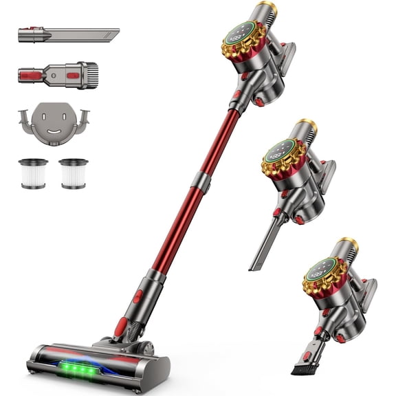 Cordless Vacuum Cleaner 580W 50Kpa Vacuum Cleaners for Home, 65 Mins Battery Stick Vacuum Anti-Tangle, Self-Standing, 8-in-1 Lightweight Vacuum for Hardwood Floor/Carpet/Pet Hair