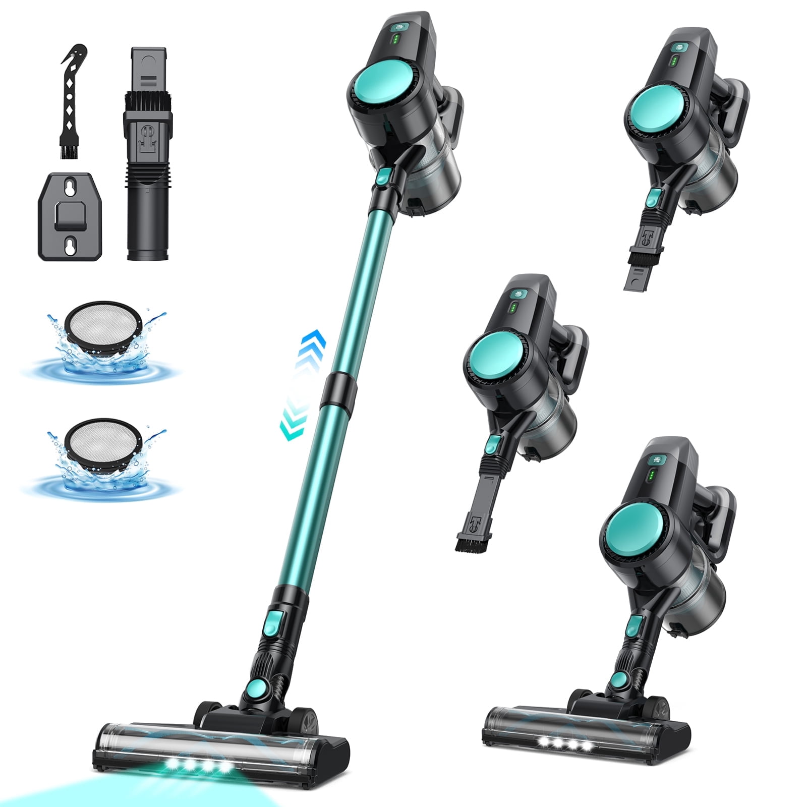 Cordless Vacuum Cleaner, 6-in-1 Stick Vacuum for Wood Hard Floors ...