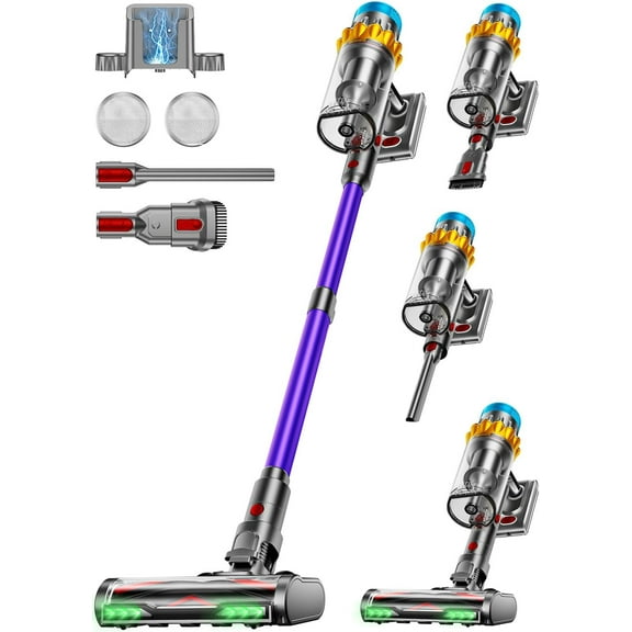 Cordless Vacuum Cleaner, 600W 50KPA 70Min Powerful Vacuum Cleaners for Home, Self-Standing Stick Vacuum Cordless Rechargeable/ Anti-Tangle/OLED Screen/1.8L Cup for Home Pet Hair/Carpet/Hardwood Floor
