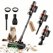 Cordless Vacuum Cleaner, 600W 50KPa Stick Vacuum for Home Hardwood Floor Carpet Pet Hair, 4-in-1 Lightweight Handheld Vacuum with LED Brush, 60 Min Runtime, Self-Standing, Gray
