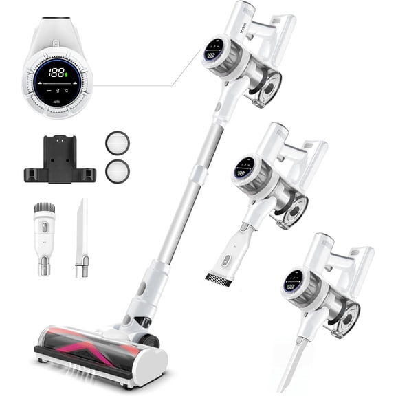 Cordless Vacuum Cleaner, 600W 55Kpa 70Mins Stick Vacuum Cleaners for Home, AUTO Dust Detection/LED Touch Display, Rechargeable Wall Mount, Wireless Handheld Vacuum for Pet Hair/Carpet/Hard Floor