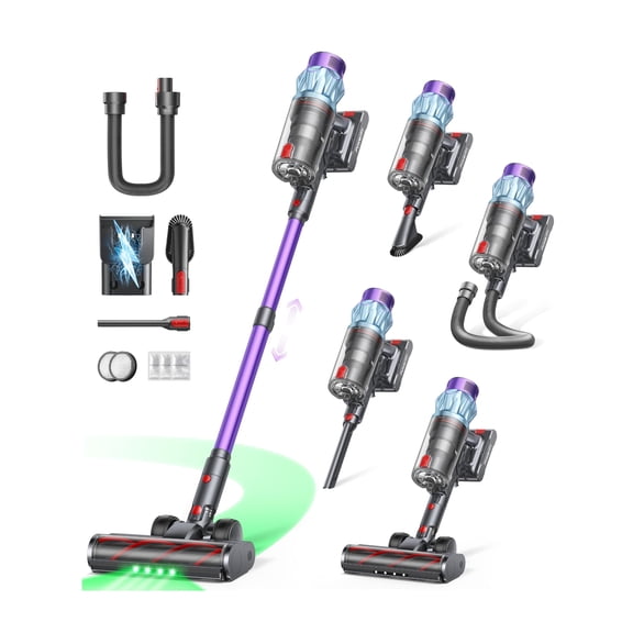 Cordless Vacuum Cleaner 70min/650W/55KPA Self-Standing Vacuum Cleaners for Home with 3.3Ft Hose & Auto Mode, Wall Mount Charging Stick Vacuums with Fragrance Dust-Scraper for Hardwood Floor/Car/Pet