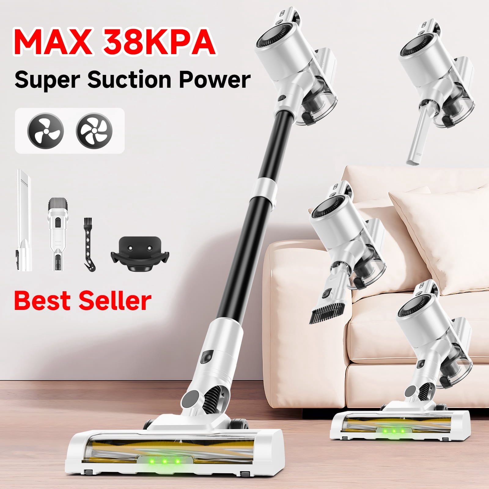 Yoomi Cordless Vacuum Cleaner, 8 in 1 Lightweight Handheld&Stick Vacuum for Home Hard Floor Carpet Pet Hair