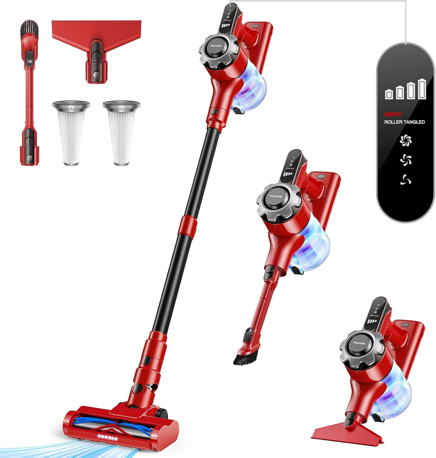 Cordless Vacuum Cleaner, 8-in-1 Lightweight Stick Vacuum with 45mins ...