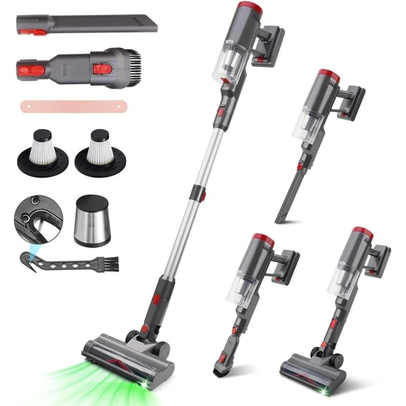 Cordless Vacuum Cleaner, 8-in-1 Powerful Stick Cleaners For Home With 35kPa, 35Mins Runtime, 1L Dustbin, Anti-Tangle Rechargeable Self-Standing Vac Floor Carpet Pet Hair Hardwood Tile ca