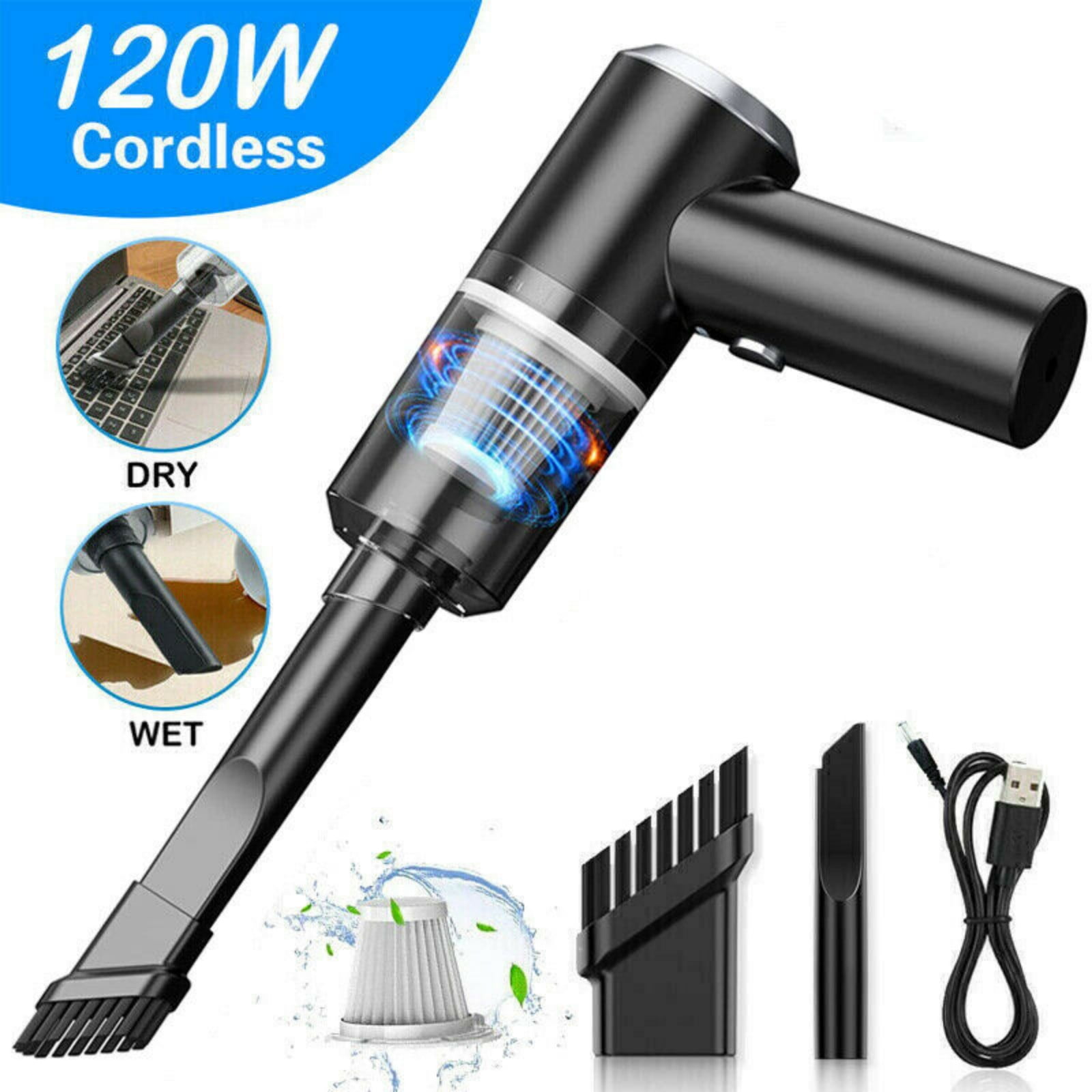 Cordless Vacuum Cleaner for Car, Powerful Cordless Rechargeable Hand Vacuum  Cleaner, Car Portable Vacuum, Wet Dry Use in Home Kitchen Car for Pet Hair  (Mini)