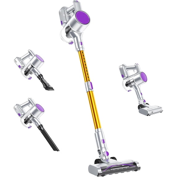 Cordless Vacuum Cleaner with Flexible Steering & Extendable Pole, Lightweight Wireless Rechargeable Upright Vacuum with LED Light & Wall Mount for Hardwood Floors & Carpet