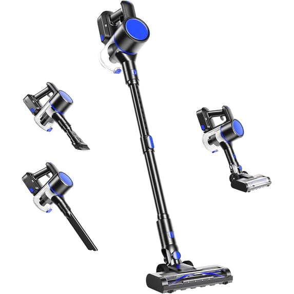 Cordless Vacuum Cleaner with Flexible Steering & Extendable Pole, Lightweight Wireless Rechargeable Upright Vacuum with LED Light & Wall Mount for Hardwood Floors & Carpet