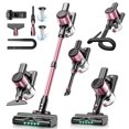 thumbnail image 1 of Cordless Vacuum Cleaner, 10 in 1 Stick Vacuum with Powerful Suction, Hose, Green LED Light, Anti-Tangle Brush, Lightweight Rechargeable Vacuum Cleaner for Home, Hardwood Floors, Carpets,Pink, 1 of 10