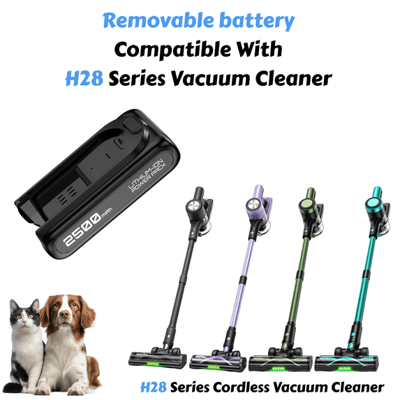 Cocbny Replaceable Battery(22.2V 2500mAh) only for H28 Black/Purple Cordless Vacuum Cleaner