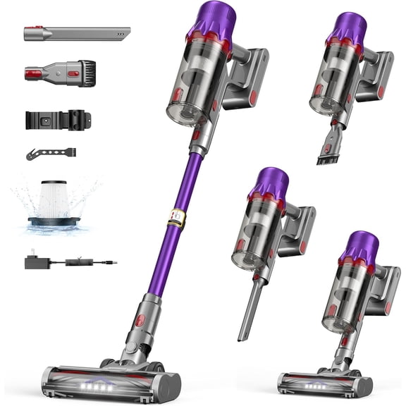 Cordless Vacuum Cleaner for Home - Powerful Stick with HEPA Filter, 55-Min Runtime, LED Light, Anti-Tangle Brush, Detachable Battery,Lightweight Pet Hair,Carpets & Hard Floors