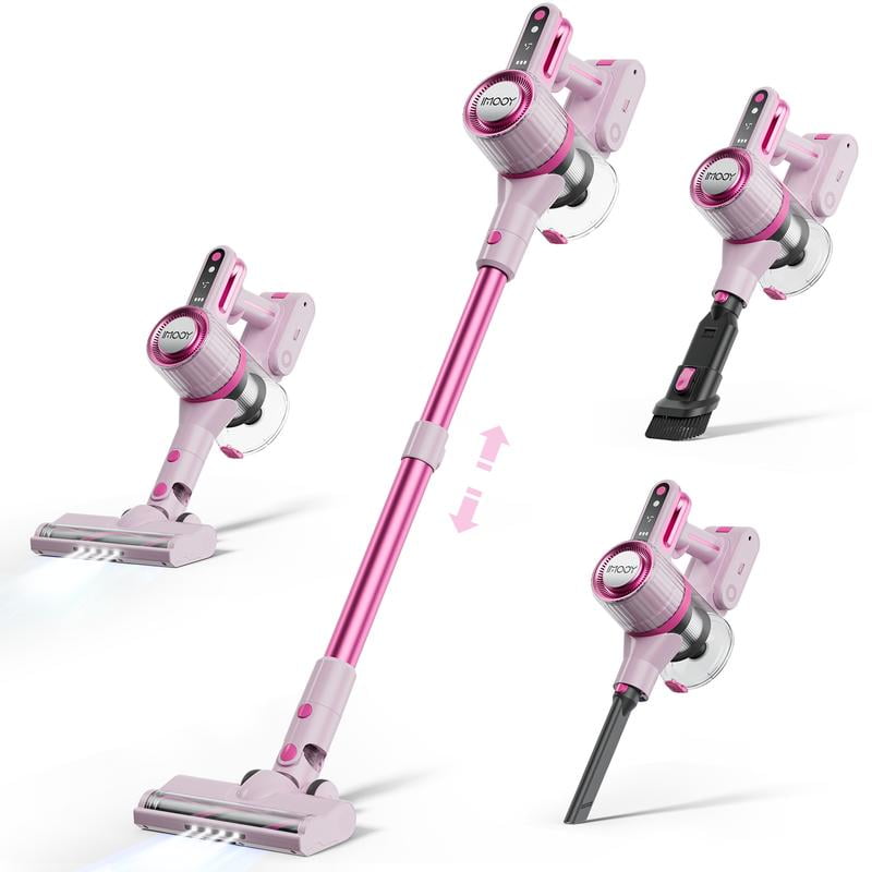 Cordless Vacuum Cleaner - IMOOY Pink Vacuum for Home with 80000 RPM ...
