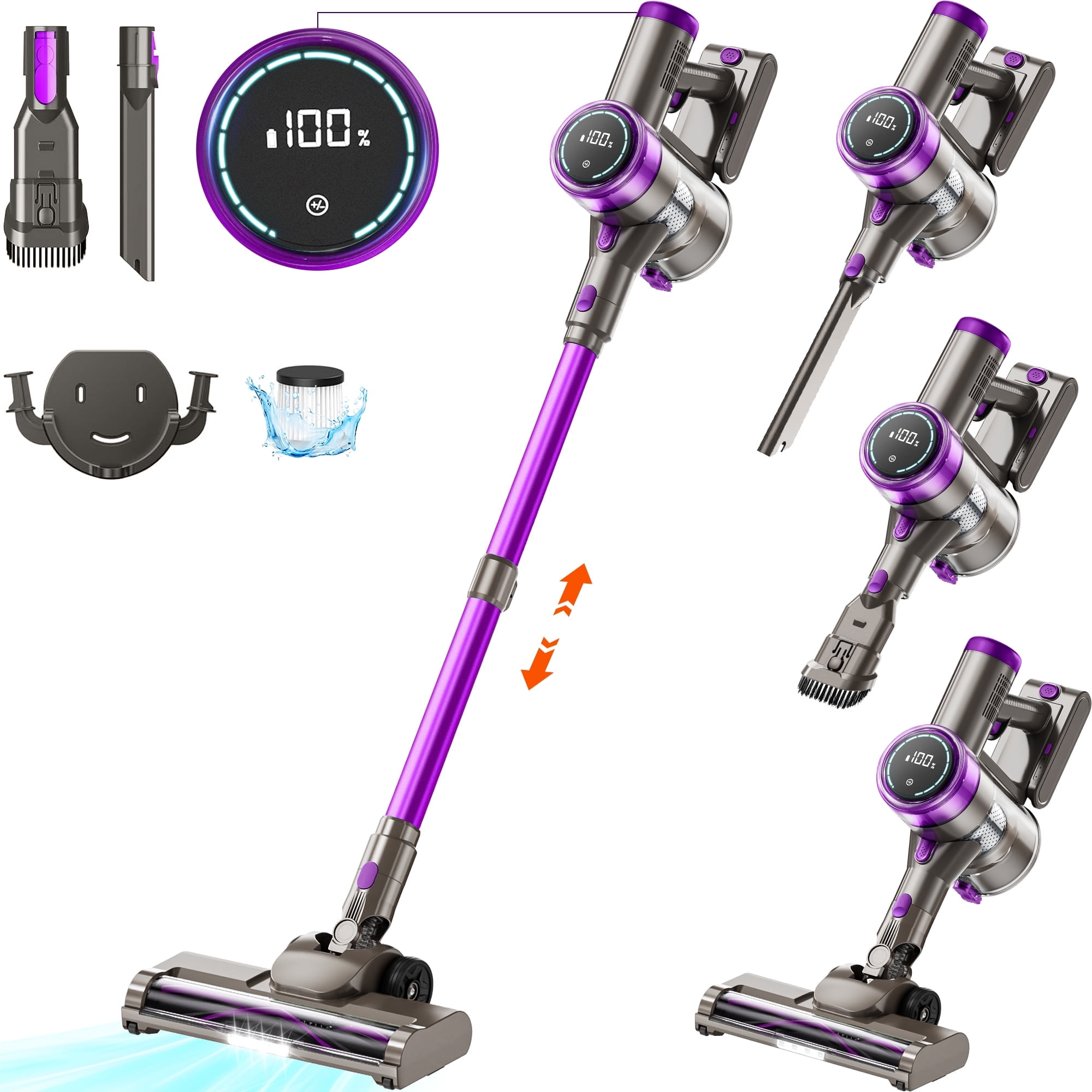 KUOSE Cordless Vacuum Cleaner 38000pa/400W 50min 2200mAh Lightweight Stick Vacuum Cleaners for Home Pet Hair Car Carpet Hardwood Floor