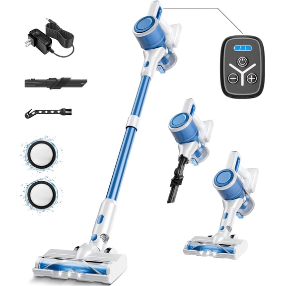 Cordless Vacuum Cleaner MAX 65KPa, 8-in-1 Multifunctional Rechargeable Vacuum with LED Display, Long Battery, Quiet, Wall Mount, Powerful Suction for Home & Pet Hair, Hard Floor Carpet
