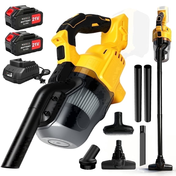 Cordless Vacuum Cleaner for Makita 18V Battery, 5-in-1 handheld vacuum with 2×4.0Ah Battery and Charger for Car Floor Carpet, Yellow