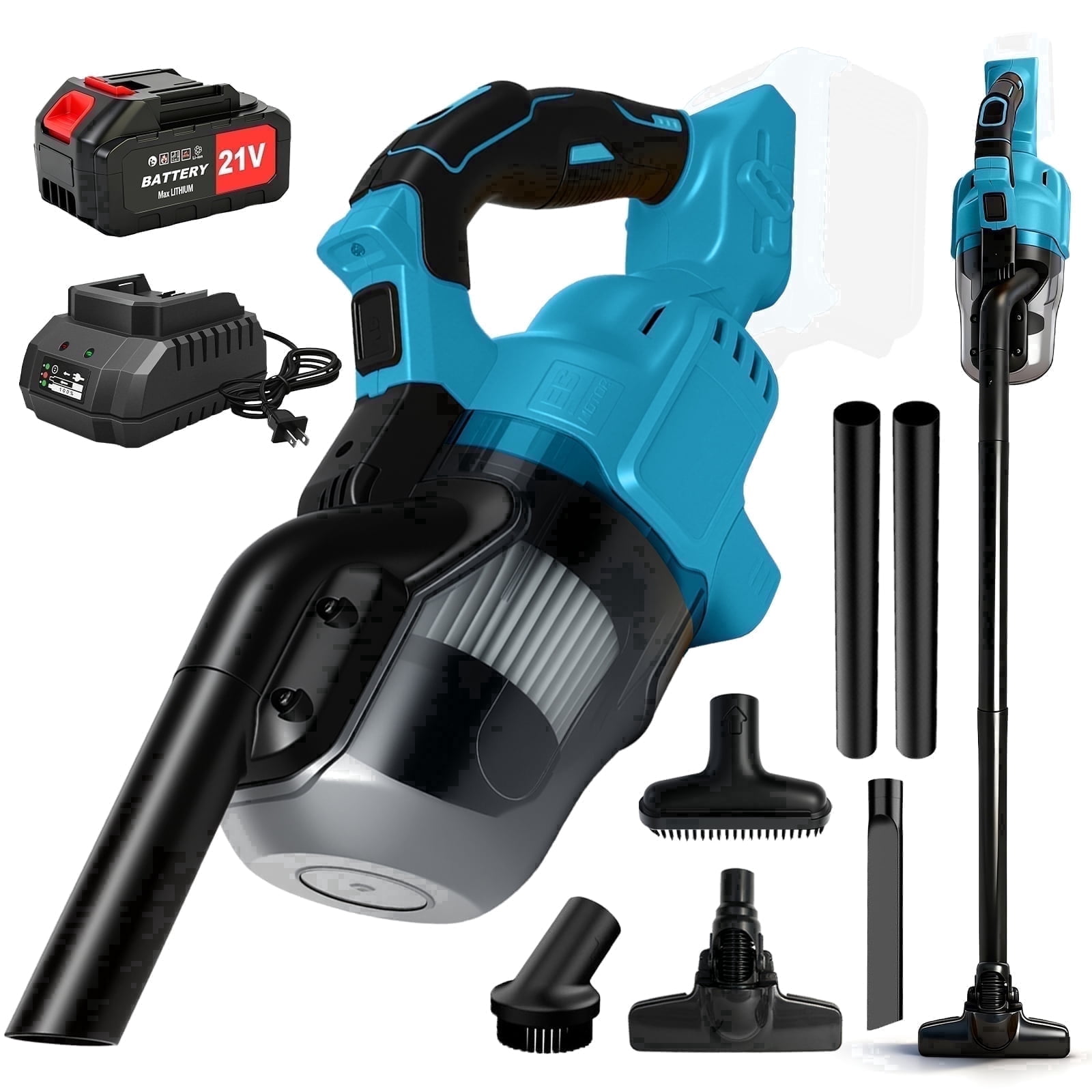 Cordless Vacuum Cleaner for Makita 18V Battery, 5-in-1 handheld vacuum with 4.0Ah Battery and Charger for Car Floor Carpet, Blue