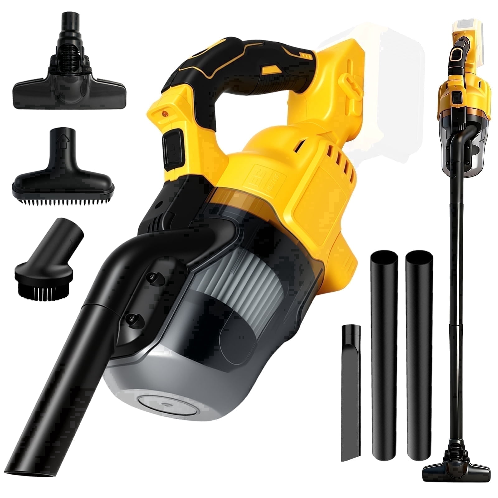 Cordless Vacuum Cleaner for Makita 18V Battery, 5-in-1 handheld vacuum with LED Light and 400W Motor for Car Floor Carpet, Yellow (Battery Not Included)
