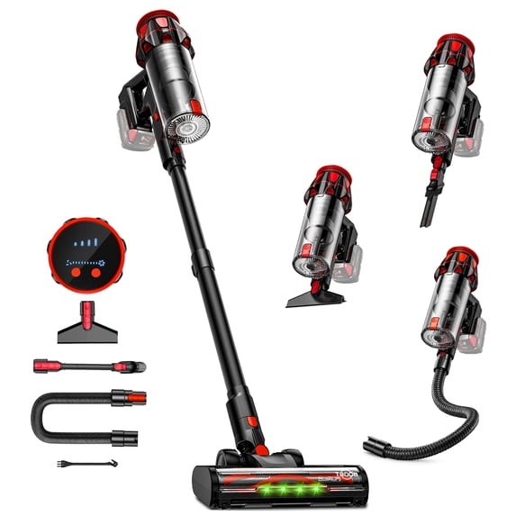 Cordless Vacuum Cleaner for Milwaukee Battery, 45KPA 400W Vacuum Cleaners for Home, Self-Standing Stick Vac w/ LED Display, Anti-Tangle Lightweight Vacuum for Carpet, Floor, Car(Battery Not Included)