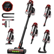 Cordless Vacuum Cleaner for Milwaukee Battery, 45KPA 400W Vacuum Cleaners for Home, Self-Standing Stick Vac w/ LED Display, Anti-Tangle Lightweight Vacuum for C