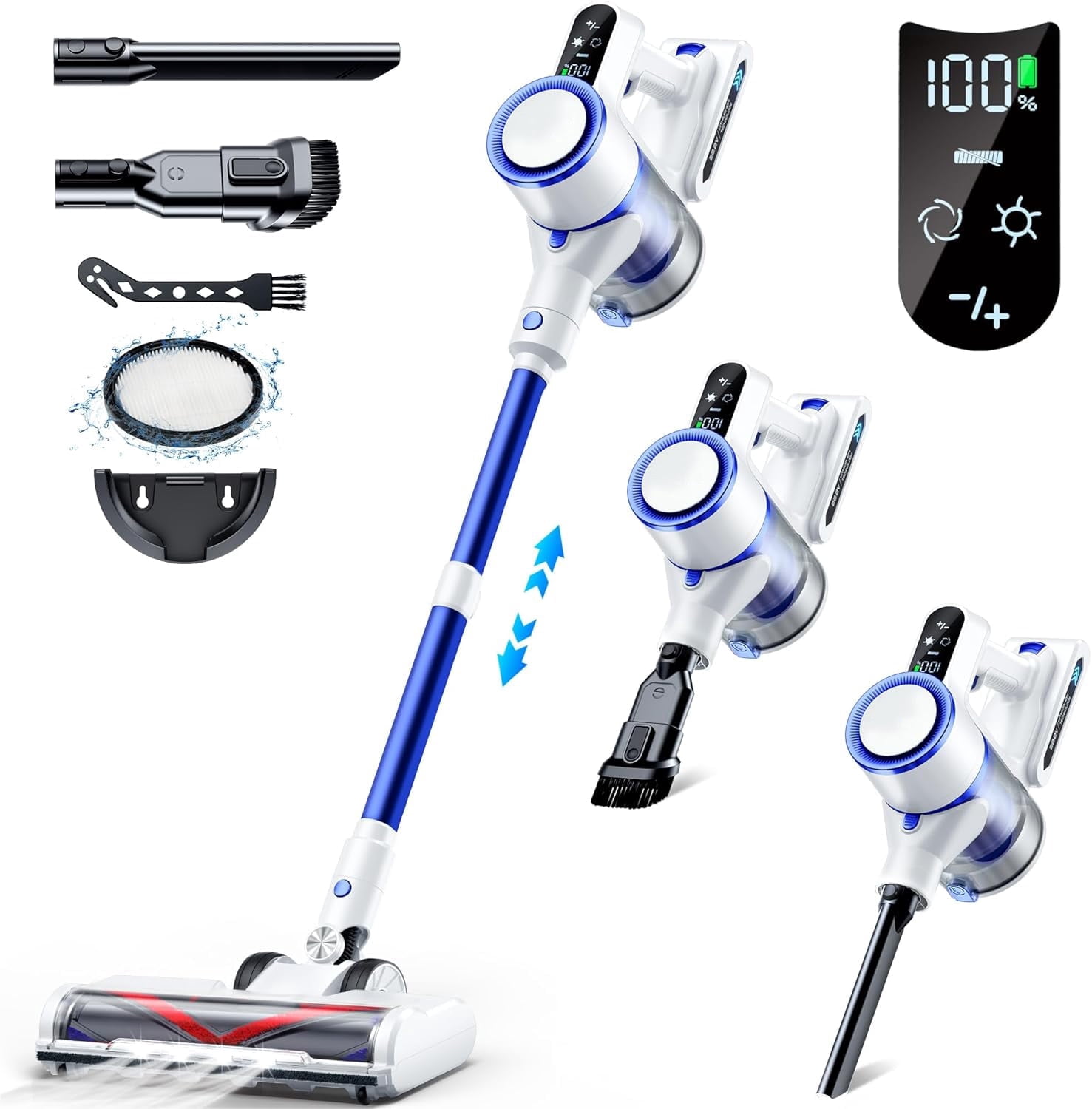 Cordless Vacuum Cleaner, Powerful Suction Stick Vac with Tangle-Resistant Design, Up to 50 Minutes, Rechargeable, Lightweight, and Versatile for Home, Carpet, Hard Floor, Pet Hair