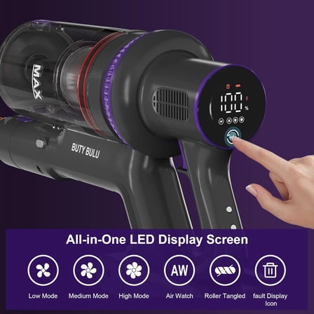 Cordless Vacuum Cleaner, Stick Handheld Rechargeable Lightweight 4-in-1 Vacuum for Home Hardwood Floor Carpet Pet Hair Litter Cleaning, 45KPa Suction 50Mins Running Time, LED Display Screen