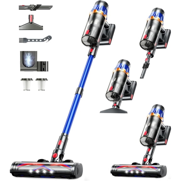 Cordless Vacuum Cleaner,Upgraded 50KPA 600W 70 Mins Stick with Self-Standing,Touch Screen, Rechargeable, Lightweight,Anti-tangle Wireless Vacumm,Vacuum Cleaners for Home/Pet Hair/Carpets/Floors
