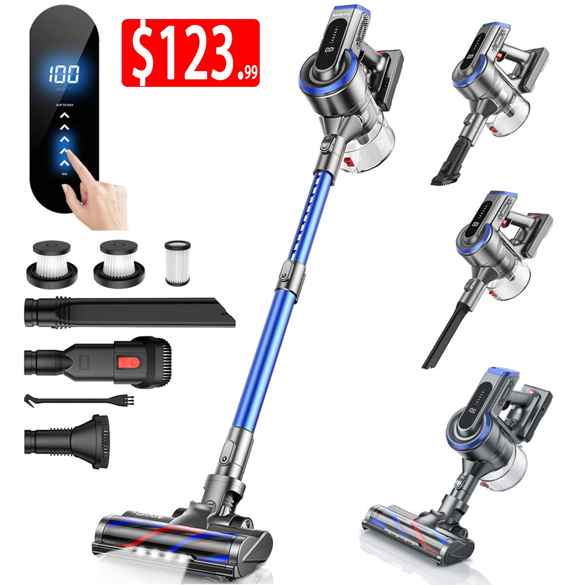 HONITURE S15 Cordless Vacuum Cleaner 450W/33Kpa Powerful Stick Vacuum with  Touch Display, Max 60 Mins Runtime,2023 Latest Lightweight Anti-Tangle  Vacuum Cleaner for Hardwood Floor (‎‎blue and Gold, M) – Evigence